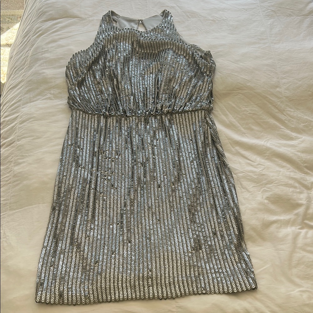 Laundry By Shelli Segal Silver Sequin Dress